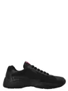 Prada Fabric And Leather America S Cup Sneakers In Black