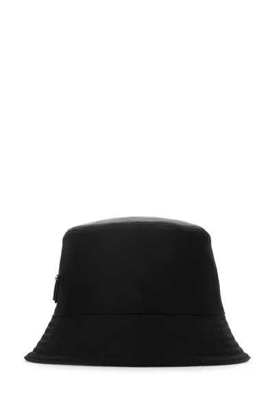 Prada Black Nylon Hat In Brown