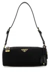 Prada Small Re-nylon And Leather Shoulder Bag With Padlock In Black