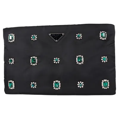 Pre-owned Prada Black Nylon 2019 Catene Jewel Clutch Bag
