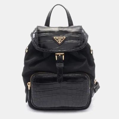 Pre-owned Prada Black Nylon And Leather Backpack