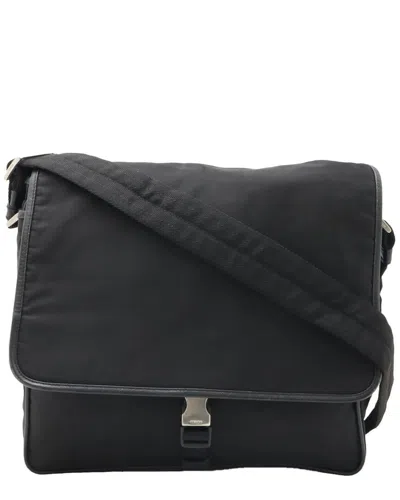 PRADA PRADA BLACK NYLON & LEATHER SHOULDER BAG V166 (AUTHENTIC PRE-LOVED)