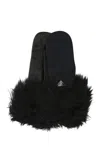 Prada Nylon And Nappa Leather Gloves With Fur Trim
