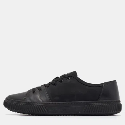 Pre-owned Prada Black Nylon And Rubber Low Top Trainers Size 41.5