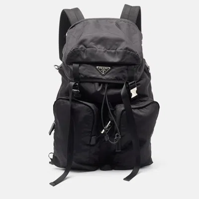 Pre-owned Prada Black Nylon And Saffiano Leather Backpack