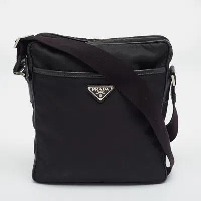 Pre-owned Prada Black Nylon And Saffiano Leather Messenger Bag