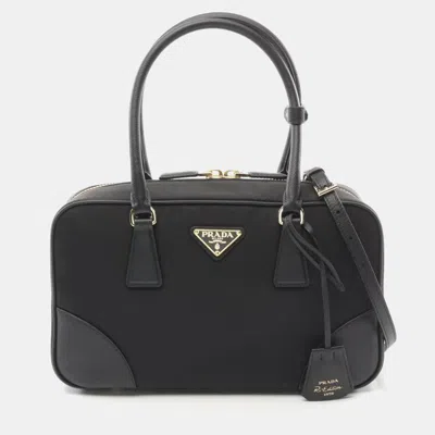 Pre-owned Prada Black Nylon And Saffiano Leather Re-edition Handbag