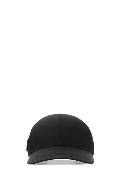 PRADA PRADA BLACK NYLON BASEBALL CAP