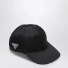 Prada Triangle Logo Re-nylon Baseball Cap In Black
