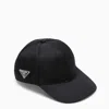 Prada Triangle Logo Re-nylon Baseball Cap In Black