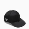 Prada Triangle Logo Re-nylon Baseball Cap In Black