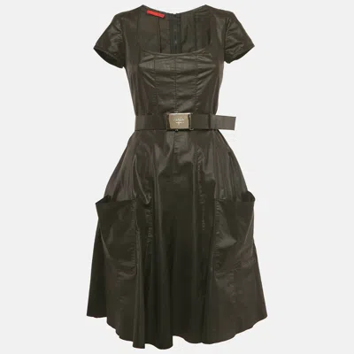 Pre-owned Prada Black Nylon Blend Flared Short Dress S