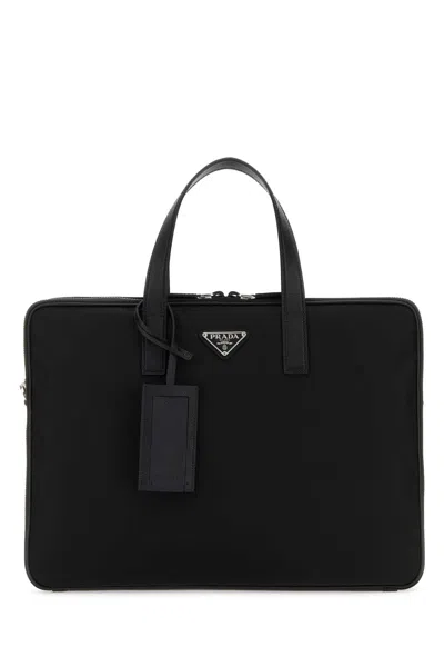 Prada Black Nylon Brief Case