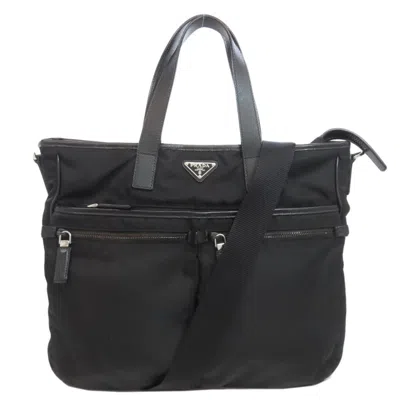 Pre-owned Prada Black Nylon Briefcase Tote Bag ()
