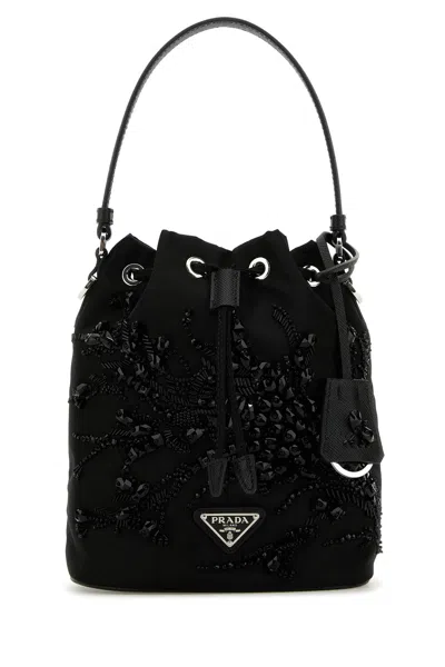 PRADA BLACK NYLON BUCKET BAG