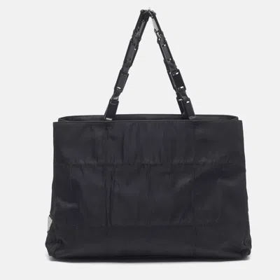 Pre-owned Prada Black Nylon Chain Links Tote