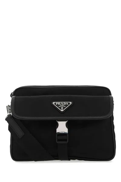 Prada Black Nylon Crossbody Bag In Red