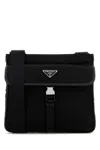 Prada Messenger Bag With Adjustable Strap And External Pocket In Nero