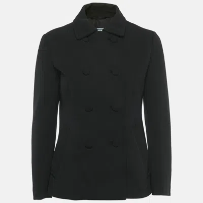 Pre-owned Prada Black Nylon Gabardine Double Breasted Jacket M