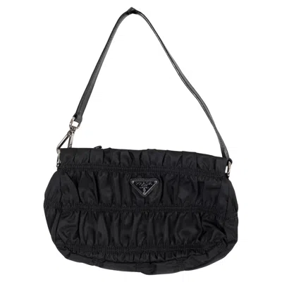 Pre-owned Prada Black Nylon Gaufre Pochette Shoulder Bag 1n1374