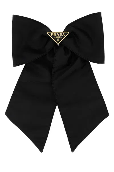 Prada Womens Black Re-nylon Brand-plaque Recycled-nylon Hair Clip