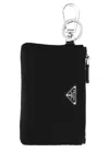 Prada Black Nylon Key Ring In Black