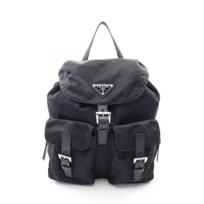 Pre-owned Prada Black Nylon Leather Backpack Handbag ()