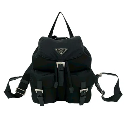 Pre-owned Prada Black Nylon Leather Backpack ()