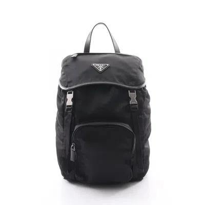 Pre-owned Prada Black Nylon Leather Backpack ()