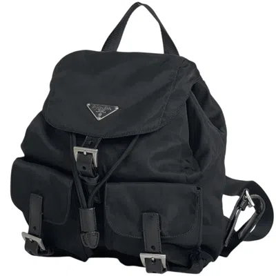 Pre-owned Prada Black Nylon Leather Backpack ()