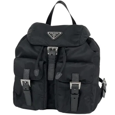 Pre-owned Prada Black Nylon Leather Backpack ()