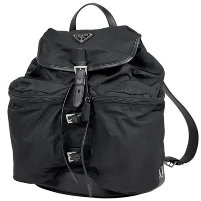 Pre-owned Prada Black Nylon Leather Backpack ()