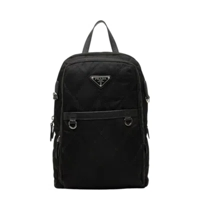 Pre-owned Prada Black Nylon Leather Backpack ()