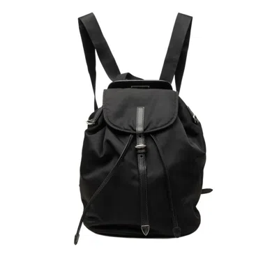 Pre-owned Prada Black Nylon Leather Backpack ()