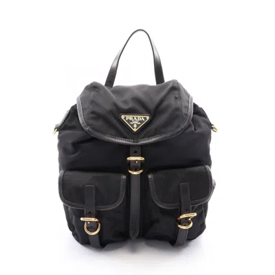 Pre-owned Prada Black Nylon Leather Backpack ()