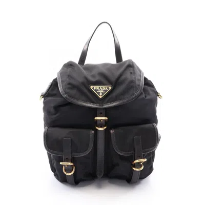Pre-owned Prada Black Nylon Leather Backpack ()