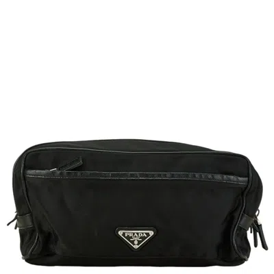 Pre-owned Prada Black Nylon Leather Clutch Bag Pouch ()