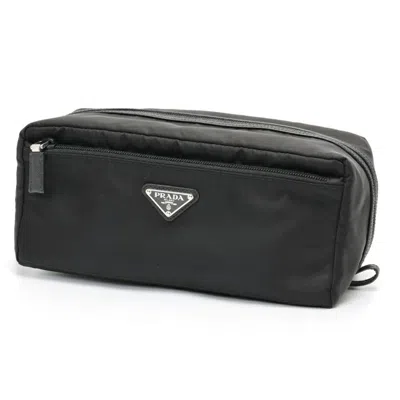 Pre-owned Prada Black Nylon Leather Clutch Bag Pouch ()