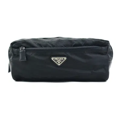 Pre-owned Prada Black Nylon Leather Clutch Bag Pouch ()