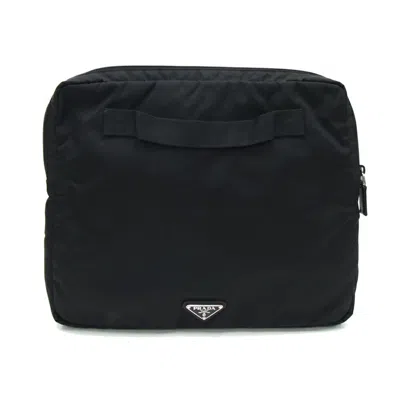 Pre-owned Prada Black Nylon Leather Clutch Bag ()