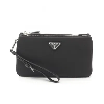 Pre-owned Prada Black Nylon Leather Clutch Bag ()