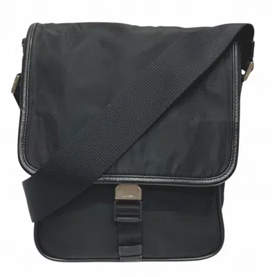 Pre-owned Prada Black Nylon Leather Pochette Shoulder Bag ()