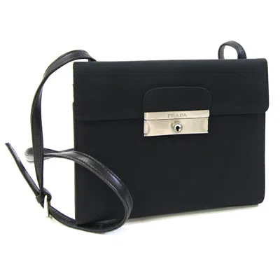 Pre-owned Prada Black Nylon Leather Pochette Shoulder Bag ()