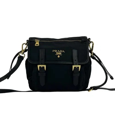 Pre-owned Prada Black Nylon Leather Pochette Shoulder Bag ()