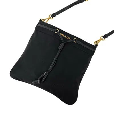 Pre-owned Prada Black Nylon Leather Pochette Shoulder Bag ()