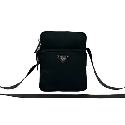 Pre-owned Prada Black Nylon Leather Pochette Shoulder Bag ()