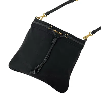 Pre-owned Prada Black Nylon Leather Pochette Shoulder Bag ()