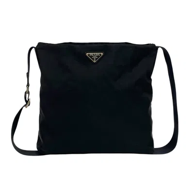 Pre-owned Prada Black Nylon Leather Pochette Shoulder Bag ()