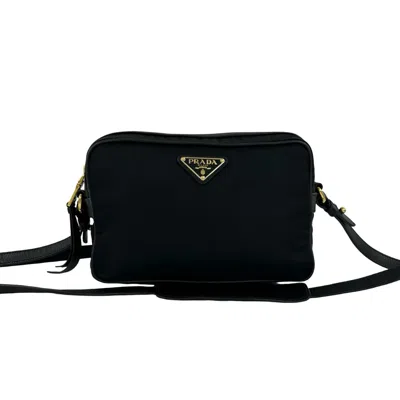 Pre-owned Prada Black Nylon Leather Pochette Shoulder Bag ()