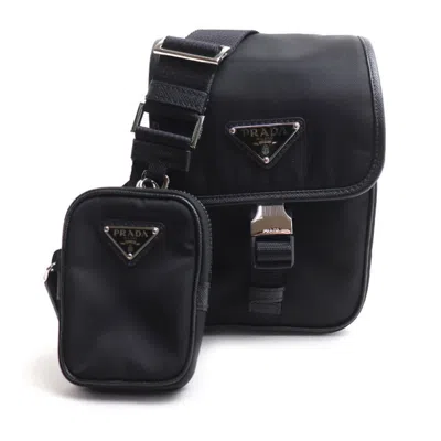 Pre-owned Prada Black Nylon Leather Pouch Shoulder Bag ()
